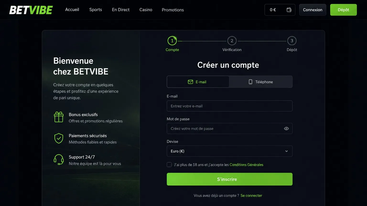 Étapes d'inscription et validation – bonus sans dépôt paris sportif hors ARJEL