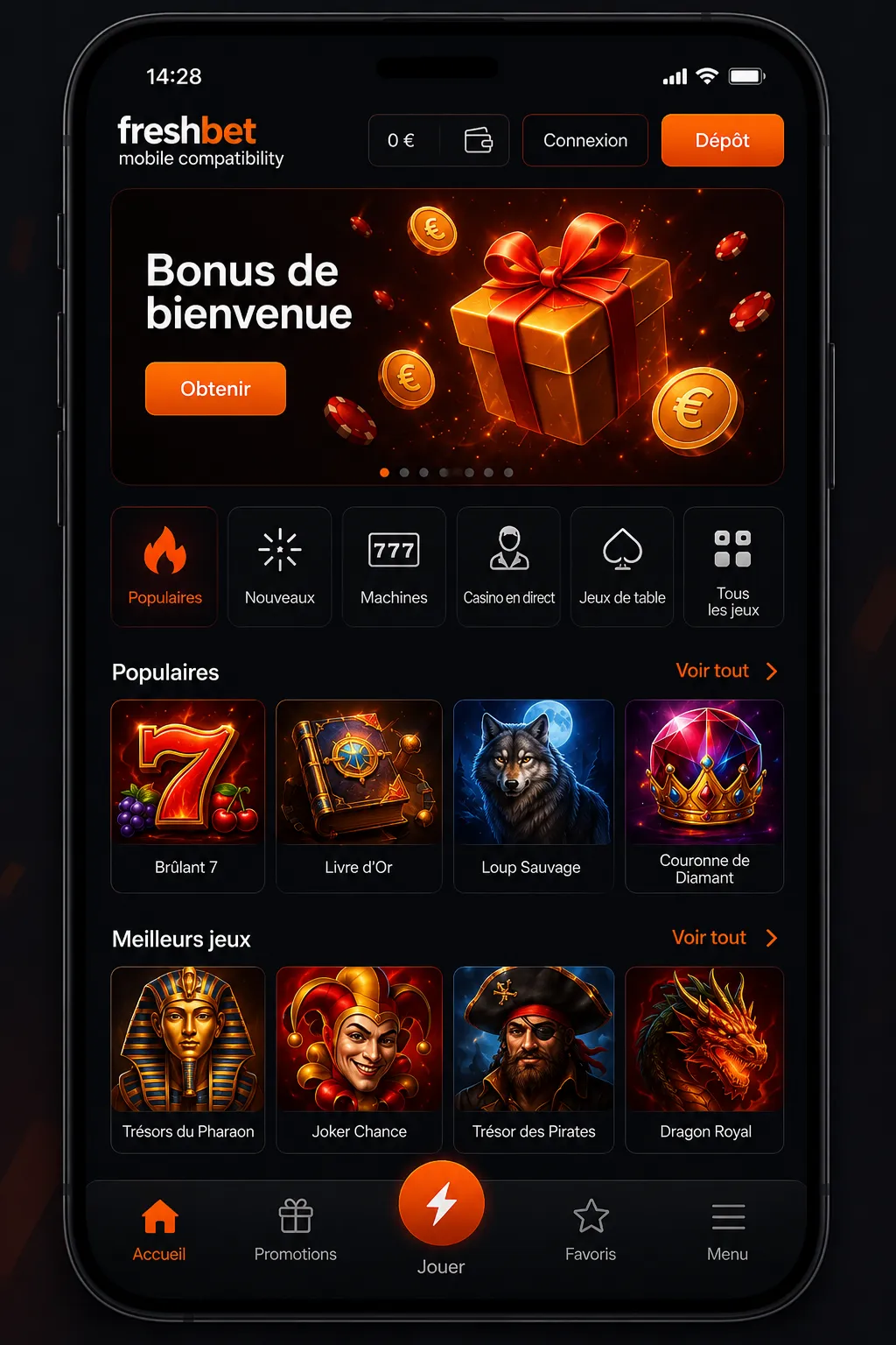 Compatibilité et application mobile Fresh Bet Casino